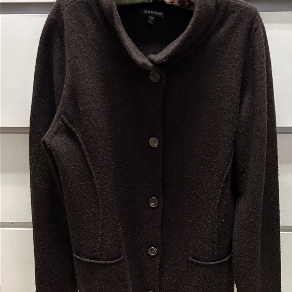 Eileen Fisher Brown Teddy Jacket